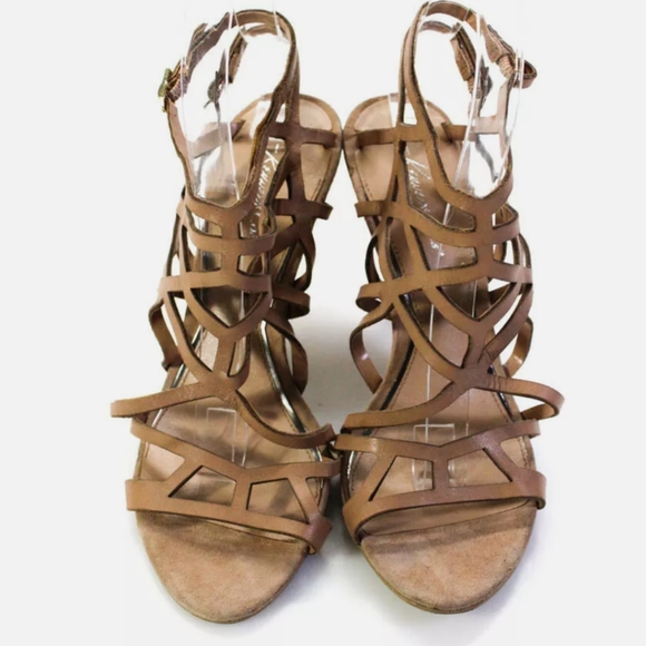 KENNETH COLE WOMENS LEATHER STRAPPY HIGH HEEL SANDALS BEIGE SIZE 6.5M - Picture 2 of 5